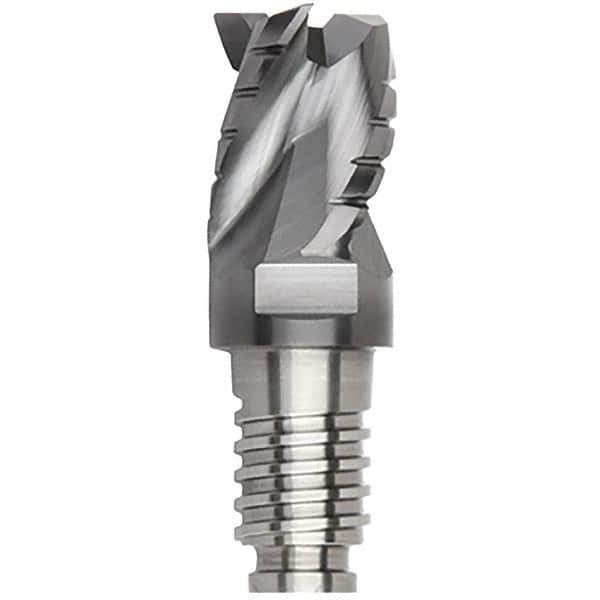 Kennametal - 12mm Diam, 9mm LOC, 3 Flute, 0.4mm Corner Radius End Mill Head - Solid Carbide, AlTiN Finish, Duo-Lock 12 Connection, Spiral Flute, 35° Helix, Centercutting - Industrial Tool & Supply