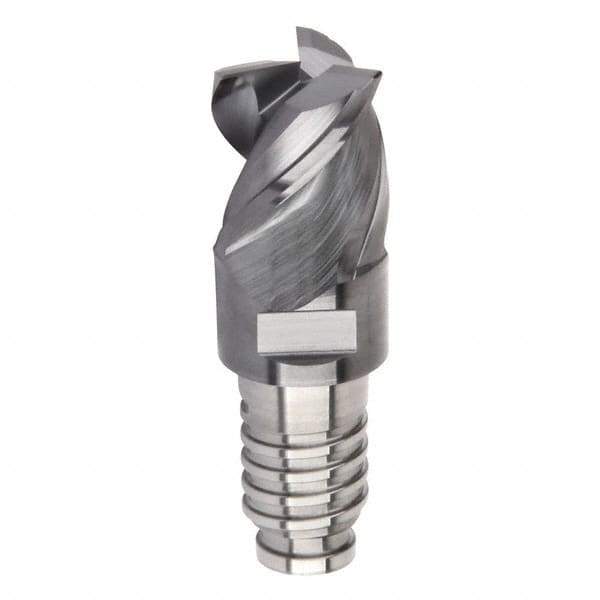 Kennametal - 3/8" Diam, 9/32" LOC, 3 Flute, 0.03" Corner Radius End Mill Head - Solid Carbide, AlTiN Finish, Duo-Lock 10 Connection, Spiral Flute, 42, 45 & 48° Helix, Centercutting - Industrial Tool & Supply