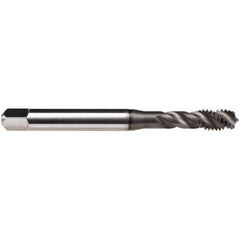 Emuge - M4x0.70 Metric, 4 Flute, 45° Helix, Bottoming Chamfer, GLT-1 Finish, High Speed Steel Spiral Flute STI Tap - Right Hand Flute, 63mm OAL, 4.5mm Shank Diam, 13mm Thread Length, 6H (mod) Class of Fit, Series Enorm Z/E - Exact Industrial Supply