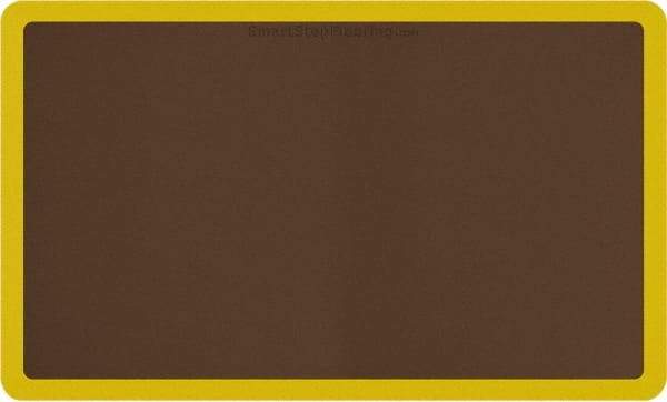 Smart Step - 5' Long x 3' Wide, Dry Environment, Anti-Fatigue Matting - Brown with Yellow Borders, Urethane with Urethane Sponge Base, Beveled on All 4 Sides - Industrial Tool & Supply