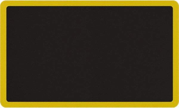 Smart Step - 5' Long x 3' Wide, Dry Environment, Anti-Fatigue Matting - Black with Yellow Borders, Urethane with Urethane Sponge Base, Beveled on All 4 Sides - Industrial Tool & Supply