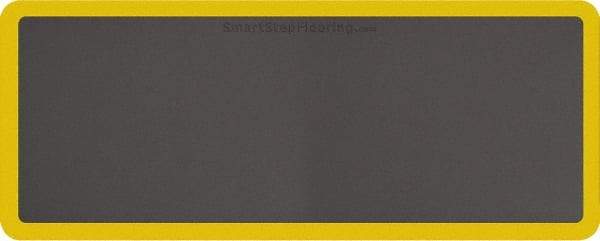 Smart Step - 5' Long x 2' Wide, Dry Environment, Anti-Fatigue Matting - Gray with Yellow Borders, Urethane with Urethane Sponge Base, Beveled on All 4 Sides - Industrial Tool & Supply