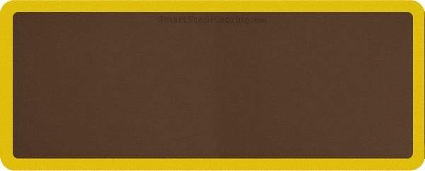 Smart Step - 5' Long x 2' Wide, Dry Environment, Anti-Fatigue Matting - Brown with Yellow Borders, Urethane with Urethane Sponge Base, Beveled on All 4 Sides - Industrial Tool & Supply