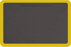 Smart Step - 3' Long x 2' Wide, Dry Environment, Anti-Fatigue Matting - Gray with Yellow Borders, Urethane with Urethane Sponge Base, Beveled on All 4 Sides - Industrial Tool & Supply