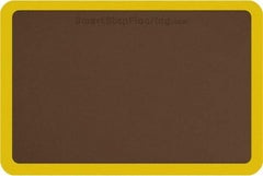 Smart Step - 3' Long x 2' Wide, Dry Environment, Anti-Fatigue Matting - Brown with Yellow Borders, Urethane with Urethane Sponge Base, Beveled on All 4 Sides - Industrial Tool & Supply