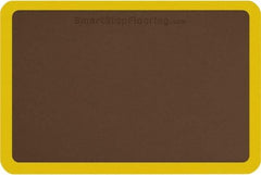 Smart Step - 3' Long x 2' Wide, Dry Environment, Anti-Fatigue Matting - Brown with Yellow Borders, Urethane with Urethane Sponge Base, Beveled on All 4 Sides - Industrial Tool & Supply