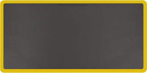 Smart Step - 6' Long x 3' Wide, Dry Environment, Anti-Fatigue Matting - Gray with Yellow Borders, Urethane with Urethane Sponge Base, Beveled on All 4 Sides - Industrial Tool & Supply