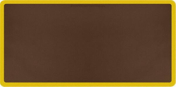 Smart Step - 6' Long x 3' Wide, Dry Environment, Anti-Fatigue Matting - Brown with Yellow Borders, Urethane with Urethane Sponge Base, Beveled on All 4 Sides - Industrial Tool & Supply