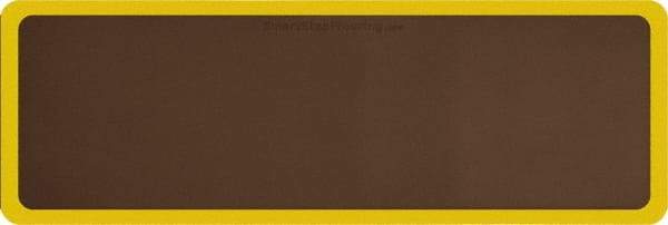 Smart Step - 6' Long x 2' Wide, Dry Environment, Anti-Fatigue Matting - Brown with Yellow Borders, Urethane with Urethane Sponge Base, Beveled on All 4 Sides - Industrial Tool & Supply