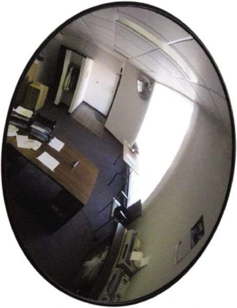 PRO-SAFE - Indoor/Outdoor Round Convex Safety, Traffic & Inspection Mirrors - Polycarbonate Lens, Hardboard Backing, 30" Diam x 32" High - Industrial Tool & Supply
