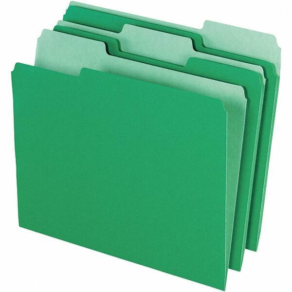 Pendaflex - 11-5/8 x 9-1/2", Letter Size, Green/Light Green, File Folders with Top Tab - 11 Point Stock, Assorted Tab Cut Location - Industrial Tool & Supply