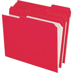 Pendaflex - 11-5/8 x 9-1/2", Letter Size, Red, File Folders with Top Tab - 11 Point Stock, Assorted Tab Cut Location - Industrial Tool & Supply