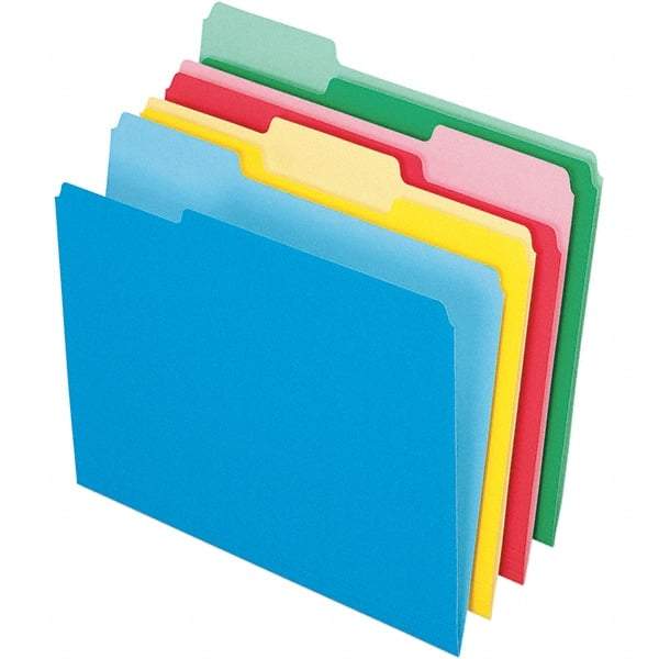 Pendaflex - 11-5/8 x 9-1/2", Letter Size, Assorted Colors, File Folders with Top Tab - 11 Point Stock, Assorted Tab Cut Location - Industrial Tool & Supply