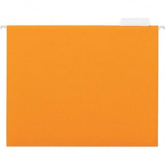 UNIVERSAL - 9-1/2x11-3/4", Letter Size, Orange, Hanging File Folder - 11 Point Stock, 1/5 Tab Cut Location - Industrial Tool & Supply