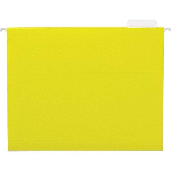 UNIVERSAL - 9-1/2x11-3/4", Letter Size, Yellow, Hanging File Folder - 11 Point Stock, 1/5 Tab Cut Location - Industrial Tool & Supply