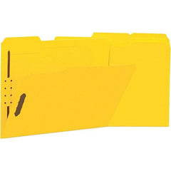 UNIVERSAL - 12-1/4 x 9-1/2", Letter Size, Yellow, File Folders with Top Tab - 11 Point Stock, Assorted Tab Cut Location - Industrial Tool & Supply