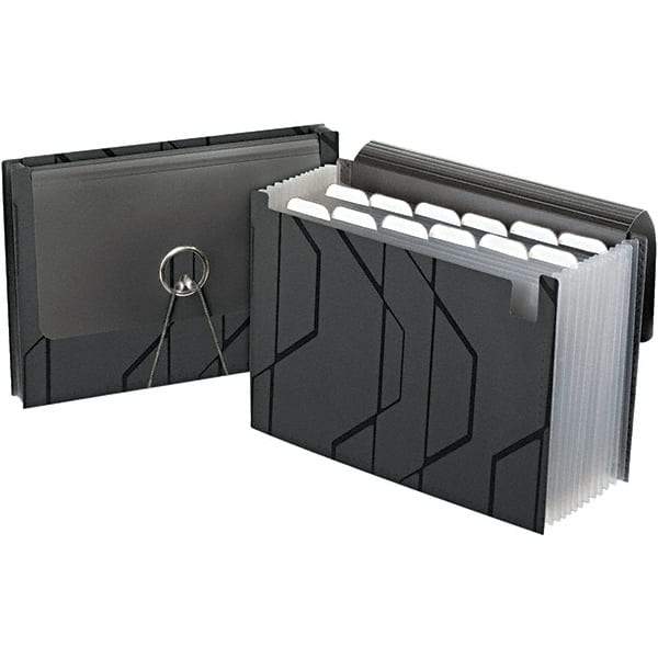 Pendaflex - 11-3/4 x 9-1/2", Letter Size, Black, Expandable File Folders with Elastic Cord Closure - 1/6 Tab Cut Location - Industrial Tool & Supply