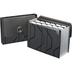 Pendaflex - 11-3/4 x 9-1/2", Letter Size, Black, Expandable File Folders with Elastic Cord Closure - 1/6 Tab Cut Location - Industrial Tool & Supply