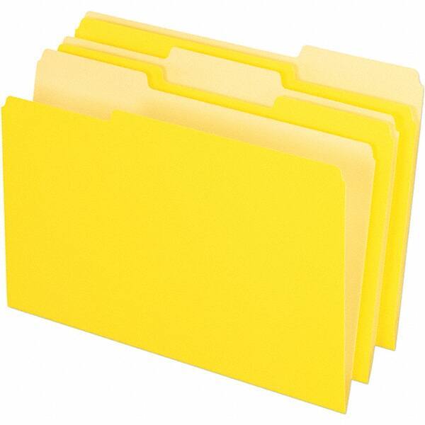 Pendaflex - 14-5/8 x 9-3/16", Legal, Yellow, File Folders with Top Tab - 11 Point Stock, Assorted Tab Cut Location - Industrial Tool & Supply