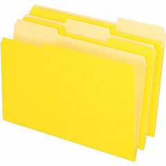 Pendaflex - 14-5/8 x 9-3/16", Legal, Yellow, File Folders with Top Tab - 11 Point Stock, Assorted Tab Cut Location - Industrial Tool & Supply