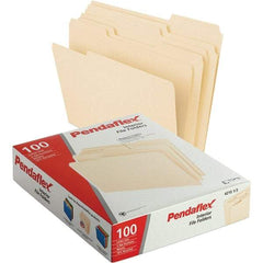 Pendaflex - 11-5/8 x 9-1/2", Letter Size, Manila, File Folders with Top Tab - 11 Point Stock, Assorted Tab Cut Location - Industrial Tool & Supply