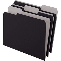 Pendaflex - 11-5/8 x 9-3/16", Letter Size, Black, File Folders with Top Tab - 11 Point Stock, Assorted Tab Cut Location - Industrial Tool & Supply