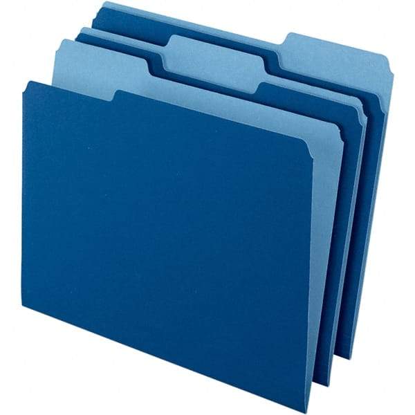 Pendaflex - 11-5/8 x 9-3/16", Letter Size, Navy Blue, File Folders with Top Tab - 11 Point Stock, Assorted Tab Cut Location - Industrial Tool & Supply