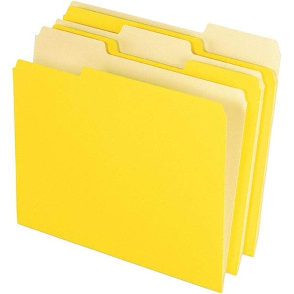 Pendaflex - 11-5/8 x 9-1/2", Letter Size, Yellow, File Folders with Top Tab - 11 Point Stock, Assorted Tab Cut Location - Industrial Tool & Supply
