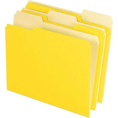 Pendaflex - 11-5/8 x 9-1/2", Letter Size, Yellow, File Folders with Top Tab - 11 Point Stock, Assorted Tab Cut Location - Industrial Tool & Supply