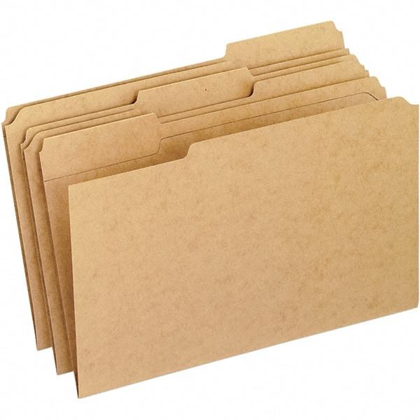 Pendaflex - 15-1/4 x 10", Legal, Brown, File Folders with Top Tab - 11 Point Stock, Assorted Tab Cut Location - Industrial Tool & Supply
