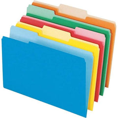 Pendaflex - 14-5/8 x 9-3/16", Legal, Assorted Colors, File Folders with Top Tab - 11 Point Stock, Assorted Tab Cut Location - Industrial Tool & Supply