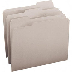 SMEAD - 11-5/8 x 9-1/2", Letter Size, Gray, File Folders with Top Tab - 11 Point Stock, Assorted Tab Cut Location - Industrial Tool & Supply
