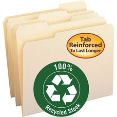 SMEAD - 11-5/8 x 9-1/2", Letter Size, Manila, File Folders with Top Tab - 11 Point Stock, Assorted Tab Cut Location - Industrial Tool & Supply