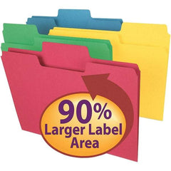 SMEAD - 11-5/8 x 9-1/2", Letter Size, Assorted Colors, File Folders with Top Tab - 11 Point Stock, Assorted Tab Cut Location - Industrial Tool & Supply
