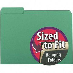 SMEAD - 11-5/8 x 9-3/16", Letter Size, Green, File Folders with Top Tab - 11 Point Stock, Assorted Tab Cut Location - Industrial Tool & Supply