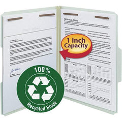 SMEAD - 11-5/8 x 9-1/2", Letter Size, Gray/Green, Classification Folders with Top Tab Fastener - 25 Point Stock, Assorted Tab Cut Location - Industrial Tool & Supply