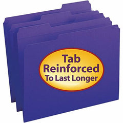 SMEAD - 11-5/8 x 9-1/2", Letter Size, Purple, File Folders with Top Tab - 11 Point Stock, Assorted Tab Cut Location - Industrial Tool & Supply