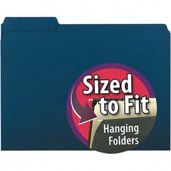 SMEAD - 11-5/8 x 9-3/16", Letter Size, Navy Blue, File Folders with Top Tab - 11 Point Stock, Assorted Tab Cut Location - Industrial Tool & Supply