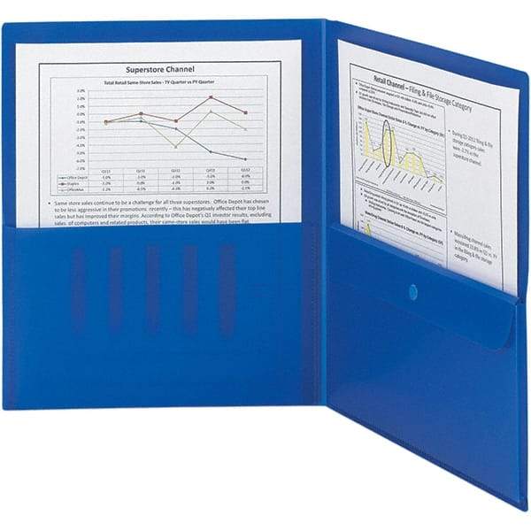 SMEAD - 11 x 8-1/2", Letter Size, Blue, Two Pocket Folder - Industrial Tool & Supply