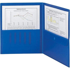 SMEAD - 11 x 8-1/2", Letter Size, Blue, Two Pocket Folder - Industrial Tool & Supply