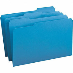 SMEAD - 14-3/4 x 9-1/2", Legal, Blue, File Folders with Top Tab - 11 Point Stock, Assorted Tab Cut Location - Industrial Tool & Supply