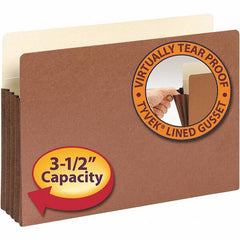 SMEAD - 14-3/4 x 9-1/2", Legal, Redrope, 3-1/2" Expanding Wallet - 11 Point Stock, Straight Tab Cut Location - Industrial Tool & Supply