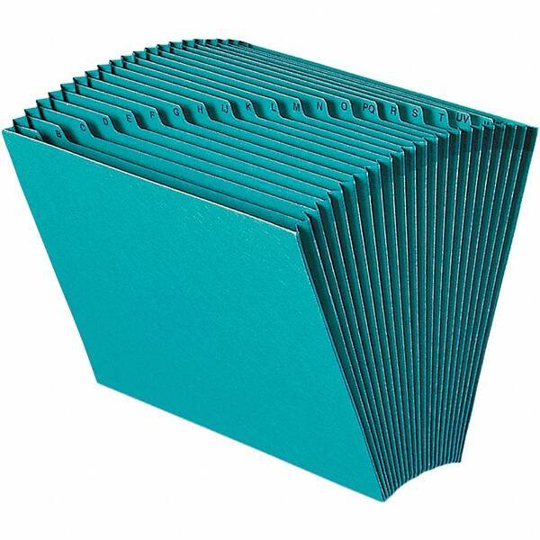 SMEAD - 12 x 10", Letter Size, Teal, A-Z Indexed Expanding Files - Assorted Tab Cut Location - Industrial Tool & Supply
