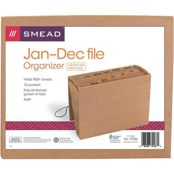 SMEAD - 12 x 10", Letter Size, Kraft, Expansion Folders - Assorted Tab Cut Location - Industrial Tool & Supply