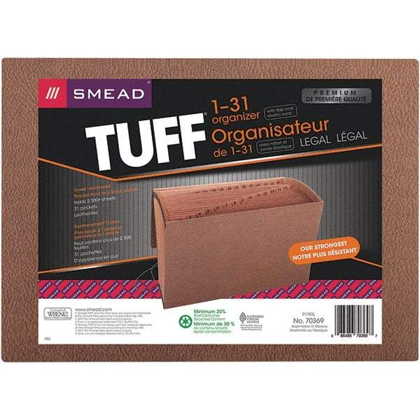SMEAD - 15 x 10", Legal, Redrope, 1-31 Indexed Expanding Files - Assorted Tab Cut Location - Industrial Tool & Supply