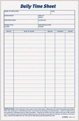 TOPS - 5-1/2" High x 8-1/2" Wide Daily Time & Job Sheets - Gray, White, Use with Manual Entries - Industrial Tool & Supply
