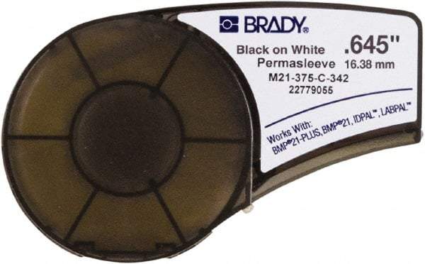 Brady - 0.645" Wide, White Heat Shrinkable Polyolefin Heat Shrink Tubing - For BMP21 Plus Portable Label Printer, IDPAL Handheld Label Maker - Industrial Tool & Supply