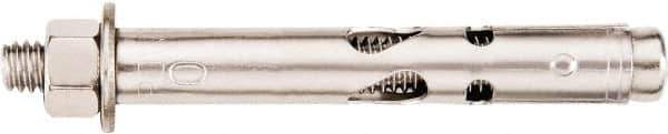 Powers Fasteners - 3/8" Diam, 3/8" Drill, 3" OAL, 2-3/4" Min Embedment Sleeve Concrete Anchor - 304 Stainless Steel, Hex Head, Hex Drive, 3" Thread Length - Industrial Tool & Supply