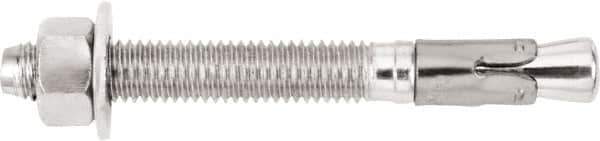 Powers Fasteners - 5/8" Diam, 5/8" Drill, 4-3/4" OAL, 2-1/4" Min Embedment Wedge Expansion Concrete Anchor - 1035 Case Hardened Steel, Zinc-Plated Finish, Hex Nut Head, Hex Drive, 2-7/8" Thread Length - Industrial Tool & Supply