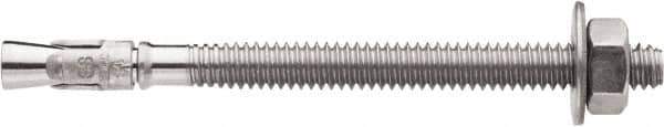 Powers Fasteners - 1/2" Diam, 1/2" Drill, 4-1/2" OAL, 2-3/4" Min Embedment Wedge Expansion Concrete Anchor - 304 Stainless Steel, Hex Nut Head, Hex Drive, 2-3/4" Thread Length - Industrial Tool & Supply